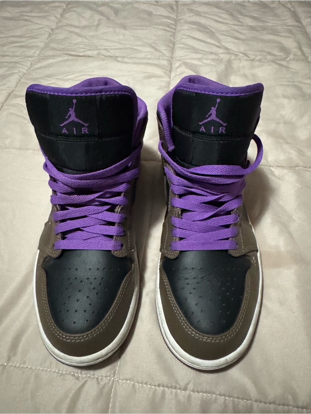 Nike Air Jordan High-Top Sneakers in Black, Purple and Brown